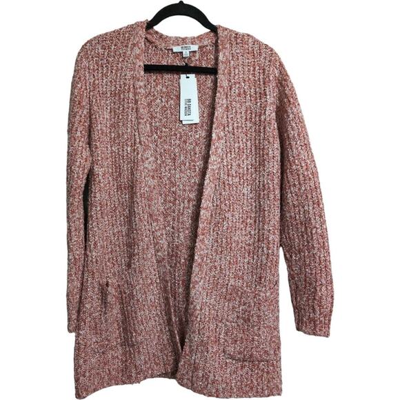 NWT BB Dakota Salmon Chunky Knit Open Front Long Sleeve Cardigan Sweater Size S - Picture 1 of 12